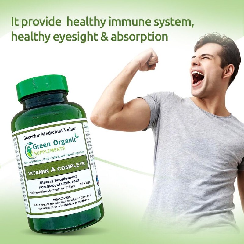 Green Organic Supplements Vitamin A, Retinyl Palmitate, 90 VCaps, 15000IU,