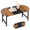 Folding Coffee Table for Living Room, Small Oval Center Table