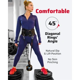 Ultimate Dip Belt | Secure Closure - No Sliding Down | Structured Back Support | 45-Angle Rings - Comfort Dip Position | 40” Strap & 2 Snap Hooks - for Dips, Pull Ups, Squats, Weight Lifting
