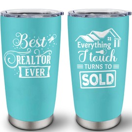 Pewuvos Realtor Gifts - Closing Gifts for Realtors - Real Estate Agent Gift - Best Realtor Ever Gift, 20 oz Insulation Stainless Steel Tumbler