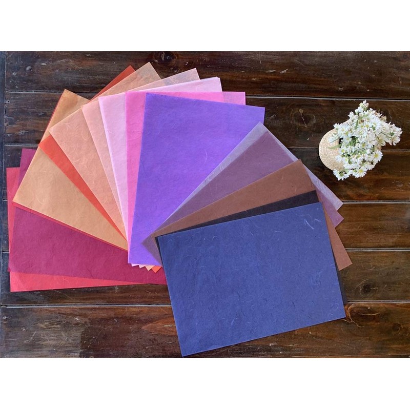 50 Sheets Mixed Colors A4 Thin Natural Fiber Mulberry Paper