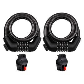 Pack of 2 NUZAMAS Bicycle Comnination Chain Lock with Holder, 1200mm, 4-Digit Number Code Combination Bike Password Lock, Bike Chain Locks for Bicycle Outdoors