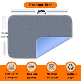 HUNAIGEE Waterproof Incontinence Seat Cover Incontinence Chair Pad Washable Seat Cover Incontinence with Non-Slip on the Back 89 x 152 cm Pack of 2