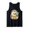 Pineapple Hedgehog Watercolor Wildlife Drawing Artwork Tank Top