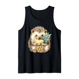 Pineapple Hedgehog Watercolor Wildlife Drawing Artwork Tank Top