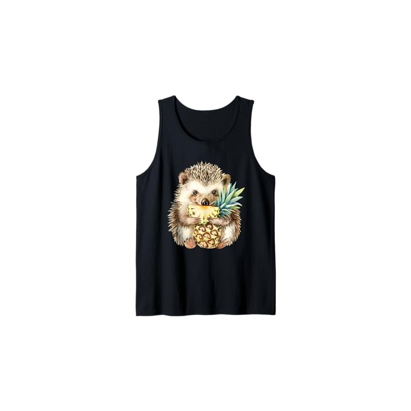 Pineapple Hedgehog Watercolor Wildlife Drawing Artwork Tank Top