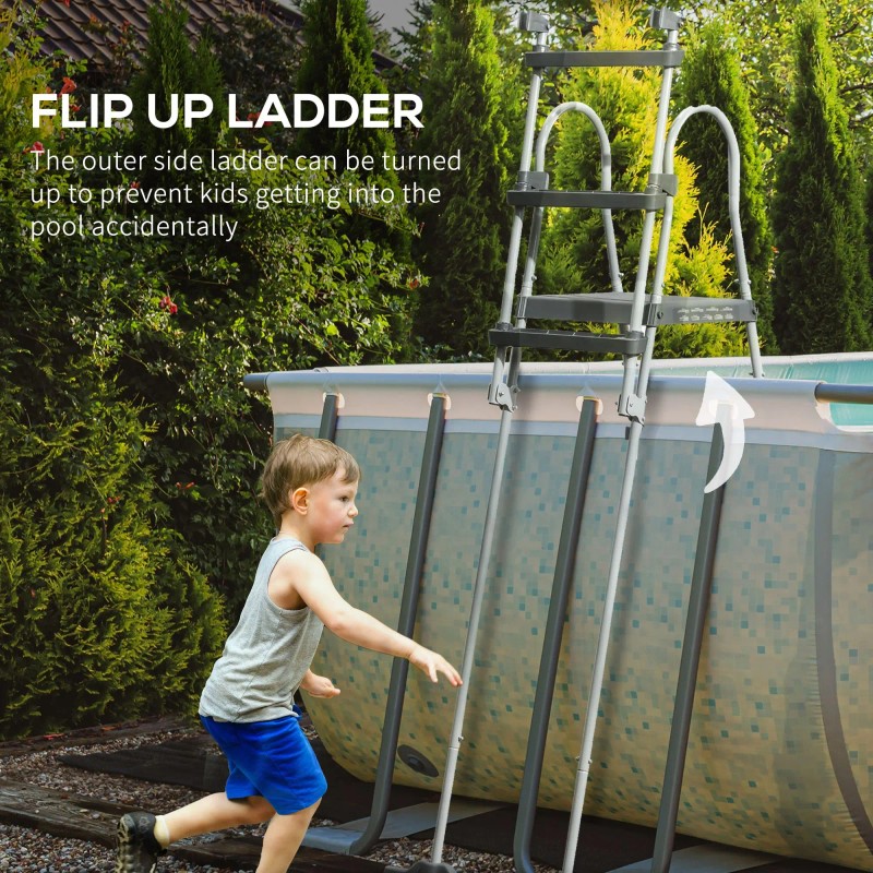 70\" A-Frame Deck Pool Ladder with Non-slip Steps & Rounded