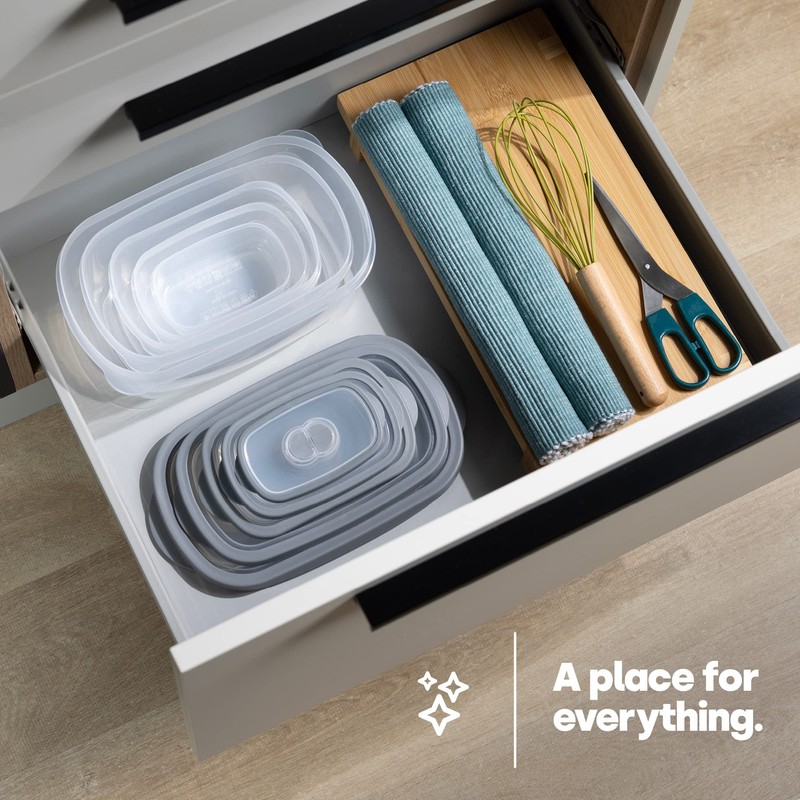 LIVIVO 5pc Stacking Food Storage Containers Set with Fitted Airtight
