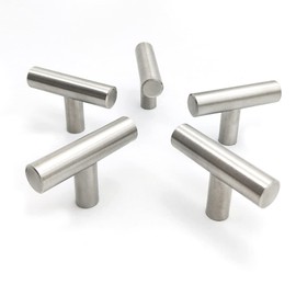 Brateuanoii Pack of 15 Cupboard T Brushed Stainless Steel Handle, Single Hole Handles, Modern Door Knob, Drawer Handle, Silver, Cabinet Knobs, Furniture Handles Can Be Used for Bedroom, Bathroom,