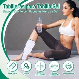 Tobillera Férula para Tobillo Gel, Tobilleras de Gel, tobilleras Soporte tobillo pie Estabilizadora Ajustable, Soporte Tobillo con Paquetes Hielo de Gel (Talla Universal)