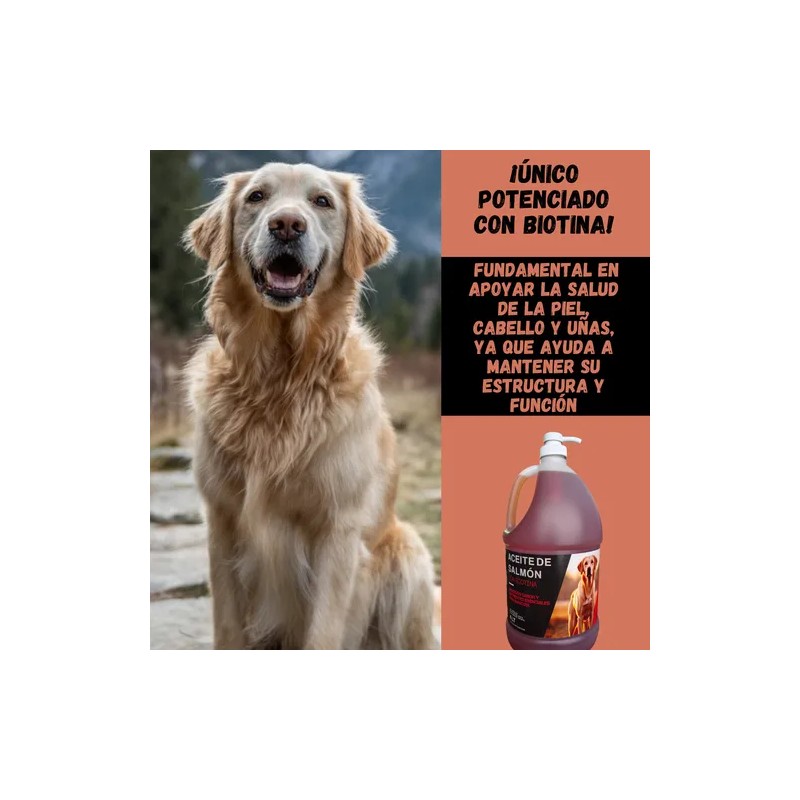 Aceite De Salmón Para Perros Mas Biotina 4 Lt -
