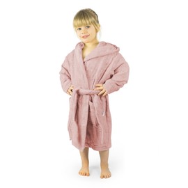 Ehrenkind® Children's Bathrobe with Hood 100% Organic Cotton Children's Bathrobe Boys Girls, rose
