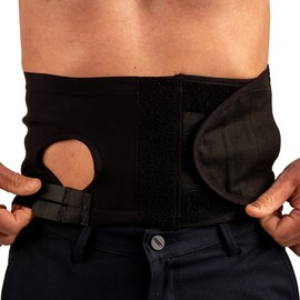 Safe n' Simple Ostomy Hernia Support Belt - 8" Small - Black - Hernia Belt With Adjustable Right Hole For Men And Women - Colostomy Support Products