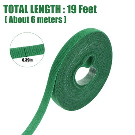 Teqooza Green Gardening Tape, 19 Feet x 2/5'' Plant Ties Reusable Adjustable Plant Support Cord Tie Strap for Indoor Outdoor Patio Plant Use, 1 Roll