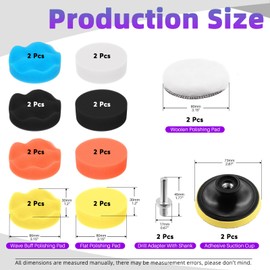 Swpeet 22Pcs 3 Inch Car Foam Drill Polishing Pad Kit, 5 Colors, Sponge & Woolen Buffer Pads, Suction Cup with M10 Drill Adapter for Car Polishing, Waxing, Sealing, Glaze