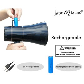 japomizuno Rechargeable Bullhorn Megaphone Speaker With 240S Recording, Emergency