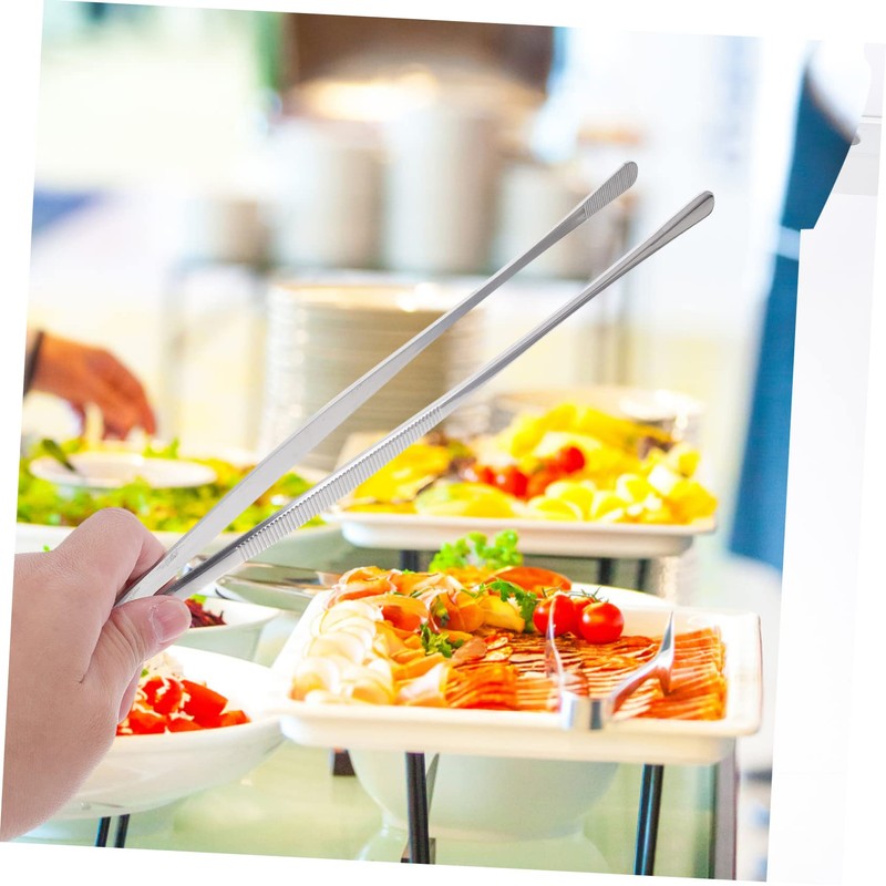Zerodeko Stainless Steel Kitchen Tweezers with Hook Ergonomic Reusable Food