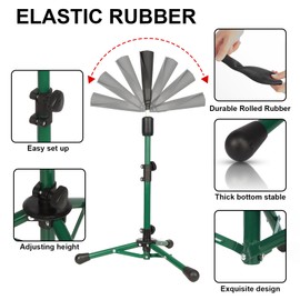 AOLIGEIJS Baseball Tee Batting Tee Softball Tee Portable Travel Hitting Tee,Easy Adjustable Height,Stable Tripod Stand (Baseball Tee Pro, Green)