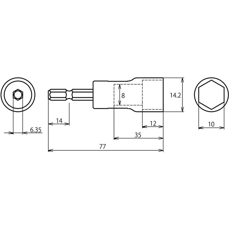 LOBTEX DS10SS Electric Dollar Socket, "Strok", Short Type, 0.4 inches