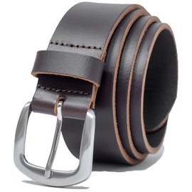 Ashford Ridge Made in England 38mm Full Hide Leather Belt with Horse Shoe Buckle - Brown Medium