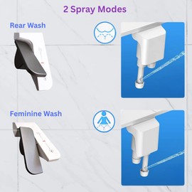 Ultra-Thin Bidet Attachment for Toilet with Non-Electric Self-Cleaning Water Pressure Adjustable Dual Nozzles for Rear & Front Wash, Easy Installation – Fits Most Toilets