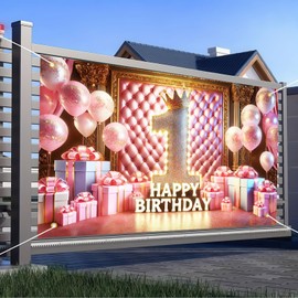 BlissYard - Decoración de primer cumpleaños para cumpleaños con texto en inglés "Happy Birthady" - Banner de corona de un año para decoración de niño y niña, suministros de fotografía para fiesta de