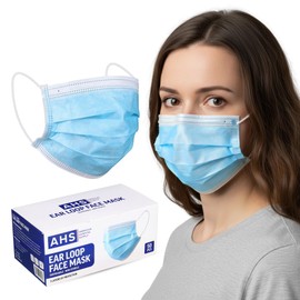 American Hospital Supply (AHS) Earloop Masks Disposable | Adult Face Covering | 3 Ply Disposable Face Mask (Box of 50)