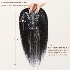 UDU Hair Toppers for Women Real Human Hair Human Hair Toppers with Bangs Clip In Bangs Wiglets Hair Pieces for Women with Thinning Hair Hair Loss Cover Gray Hair