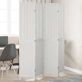 Solid White Wood Paulownia 4-Panel Screen & Room Divider Model D0100XURU4Pcolor: White Color