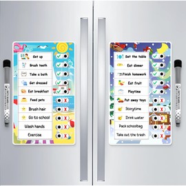 Chore Chart for Kids Multiple Kids Morning Bedtime Routine Chart Visual Schedule Toddler Routine Checklist Dry Erase to do List Magnetic Responsibility Board (Summer Winter)
