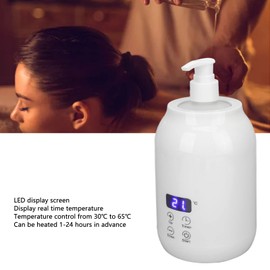 Massage Oil Warmer LED Display Touch Control Lotion Bottle Warmer Temperature Setting Essential Oil Lubricant Cream Heater Dispenser Bottle for Spa Salon (EU Plug
