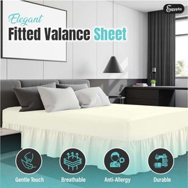 Egypto Plain Dyed Deep 𝐅𝐢𝐭𝐭𝐞𝐝 𝐕𝐚𝐥𝐚𝐧𝐜𝐞 Sheet Double – Easy Care Soft & Durable Fitted Sheet with 30 cm Deep Frill – Breathable – Fit Over Mattress – Machine Washable (Double,Cream)