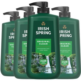 Irish Spring 4 PK Irish Spring Mens Body Wash Pump, Original Scented Body Wash for Men, 30 Oz