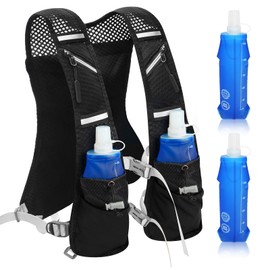 Running Vest for Men and Women, Hydration Vest Running with 2 x 500 ml Water Bottle, Reflective Hydration Backpack, Adjustable Backpack for Runs, Cycling, Trails, Marathons