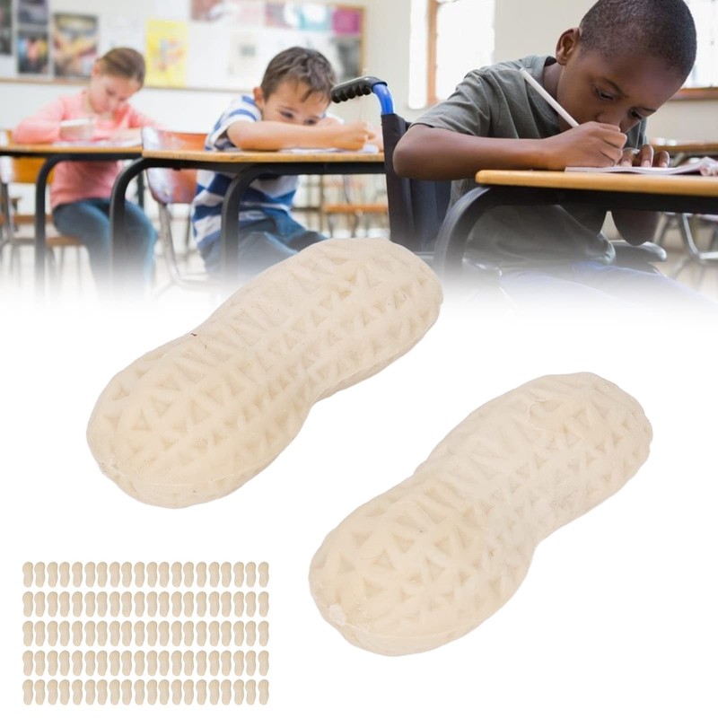 100pcs Pencil Eraser Peanut Shape Flavor Pattern Correction Eraser Learning