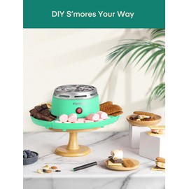 FOHERE Smores Maker Tabletop Indoor, Electric S'mores Maker with 4 Detachable Trays & Roasting Forks, Gift Set & Date Night Idea - Movie Night Supplies & Housewarming Gift, Green