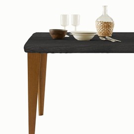 Light Gray Wood Grain Fitted Tablecloth Square, Elastic Edge Home Decor Polyester Tablecloths, Outdoor Picnic Camping and Indoor Kitchen Dining Party, Fit 40" Table