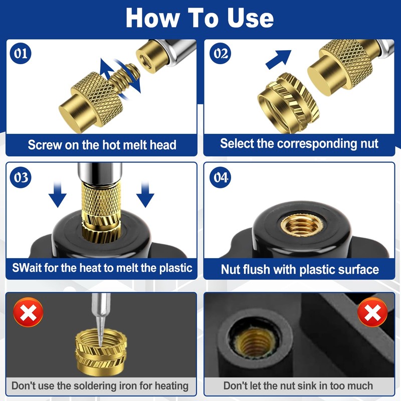 AOBOPLE Soldering Iron Tips for Threaded Inserts Set 80W LED