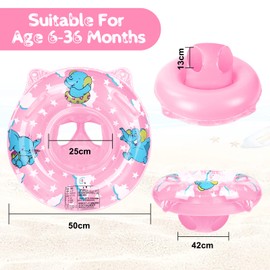 Flintronic Baby Swimming Ring, Adjustable Inflatable Swim Seat for Baby, Baby Swimming Aid Toy, Baby Swimming Ring for Children 6 Months to 3 Years (Pink-Elephant)