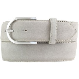 BELTINGER Women's Suede Belt 4 cm | Velour Belt for Women 40 mm | Suede Belt 4 cm with Round Belt Buckle, Light grey, silver