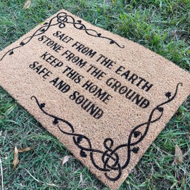 Door Mat Witches Front Door Mat - Witchy Decor - Protection Spell - Witchy Doormat - Pagan Decor - Magic Decore - Pagan Mat outdoor doormat 24x16 in