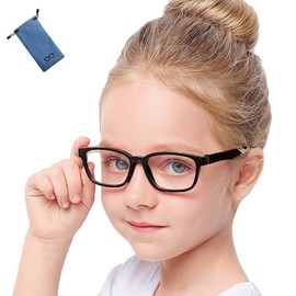Blue Light Cut Glasses, For Kids, JIS Standard Inspection Certified, For Children, No Prescription, Children's Games, PC (Black)