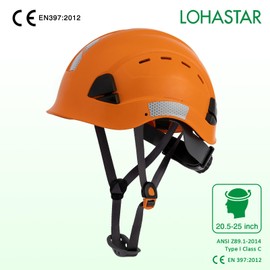 LOHASTAR Hard Hats Construction Safety Helmet Adjustable Men Worker CE Hardhat Lime Hard Hat with Chin Strap Industrial Construction Helmet(UK-A3 Orange)
