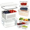 IKKAB 3 Pack Fruit Storage Containers for Fridge with Removable