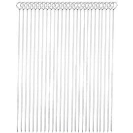 HONSHEN 12 Inch Long Metal BBQ Kabob, Stainless Steel Skewers Shish Kebab Skewers 30 Pack (12Inch BBQ Skewers-30p)