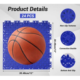jxgzyy 24 PCS Basketball Court Tiles, 5/8 Inch Thick Interlocking Sport Outdoor Floor Tiles, Non Slip PP Drainage Mat for Tennis Court Drain Deck Pool Patio Shower Kitchen Garage Poach