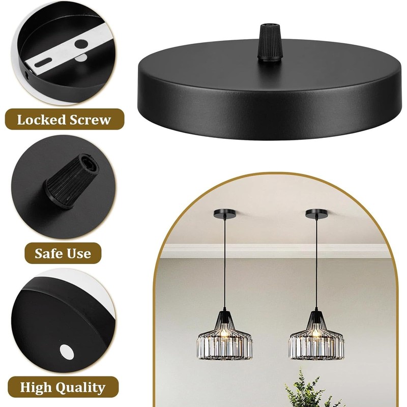 YOUNIEYO 2Pcs Light Canopy Kit Black Single Hole Ceiling Plate