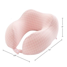 Home-Complete Travel Pillow - Memory Foam Pillow with Washable Cover - Neck Pillows for Sleeping on Airplanes, Trains, Cars, and Buses (Pink)