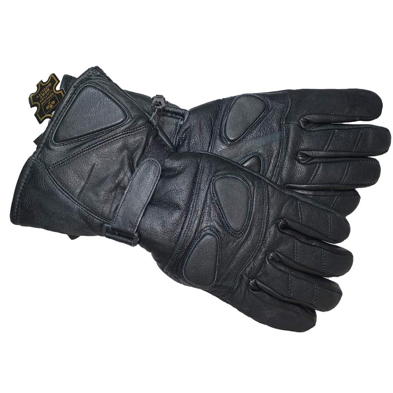 Mens Motorcycle Gauntlet Leather Insulated Gloves Visor Wiper on Index