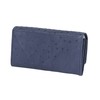 Kyowa Ostrich Long Wallet, Women's, Genuine Leather, Half Point, navy